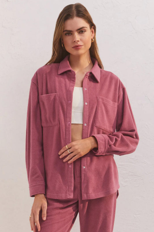 Cool Nights Fleece Shirt (Pink Aura)