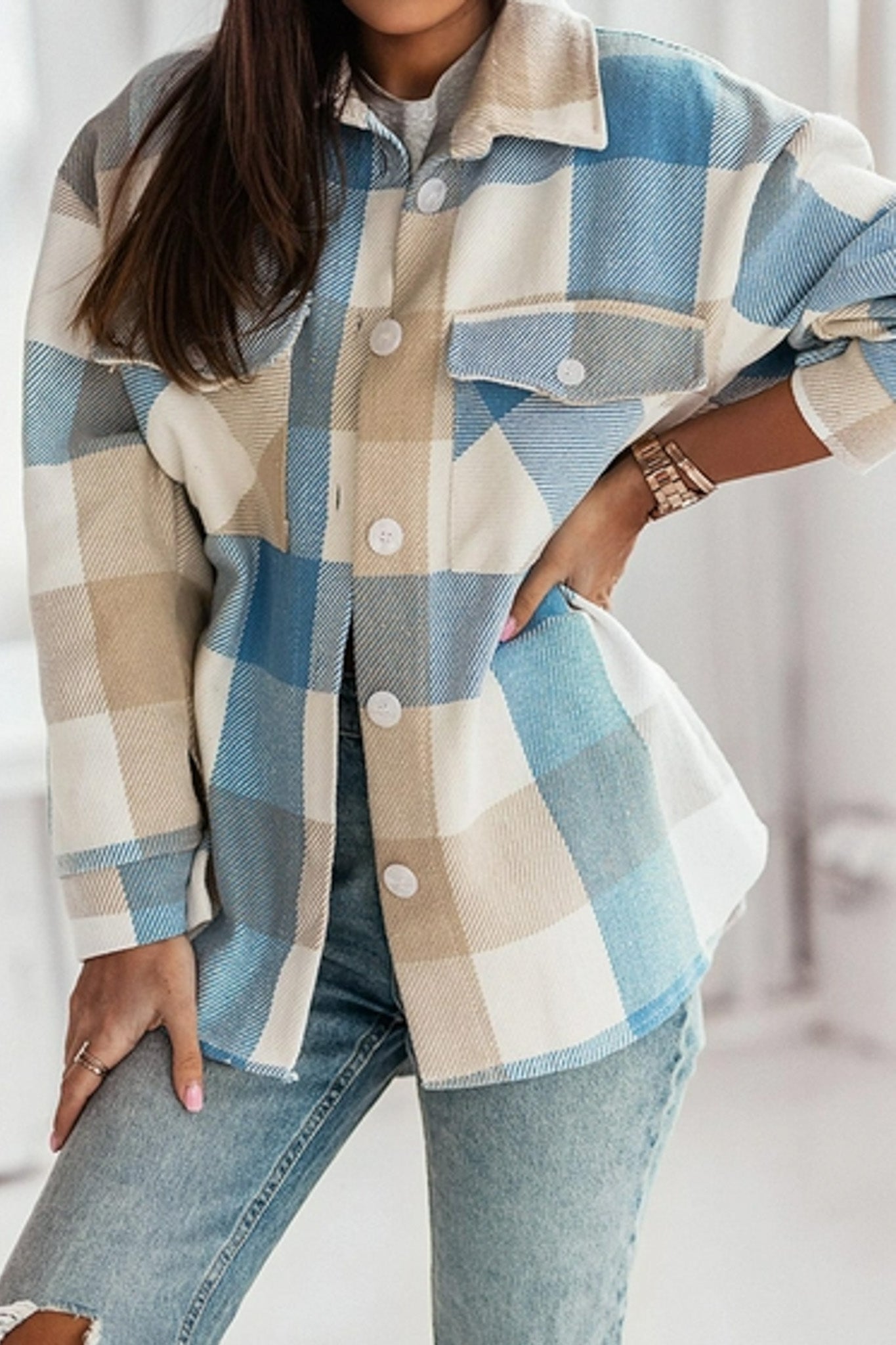Colorful Button Up Plaid Shacket