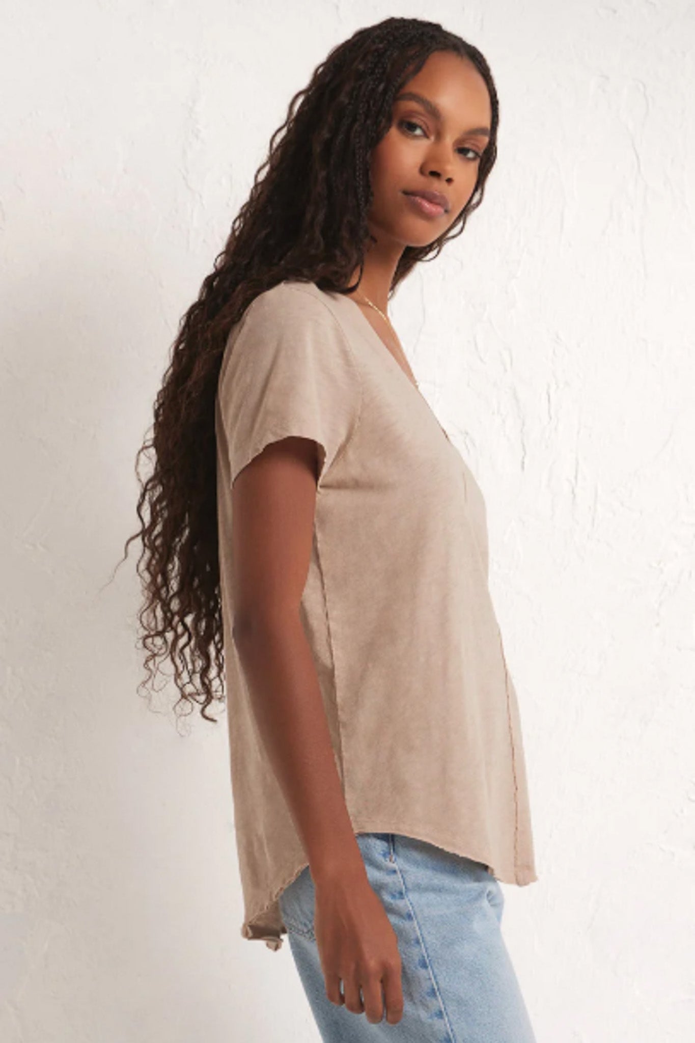 Asher V-Neck Tee (Putty)
