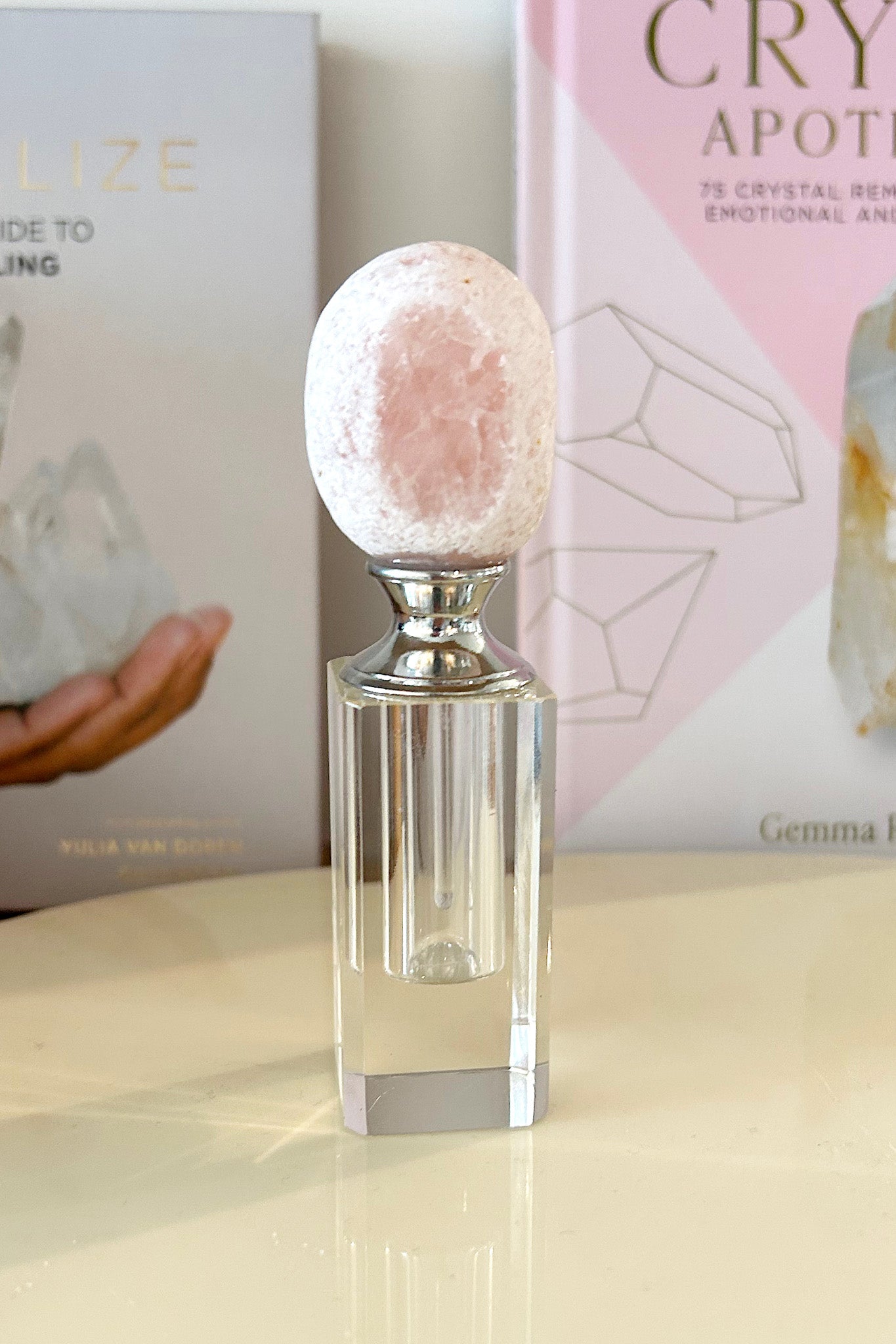 Rose Quartz Seer Stone Perfume Bottle