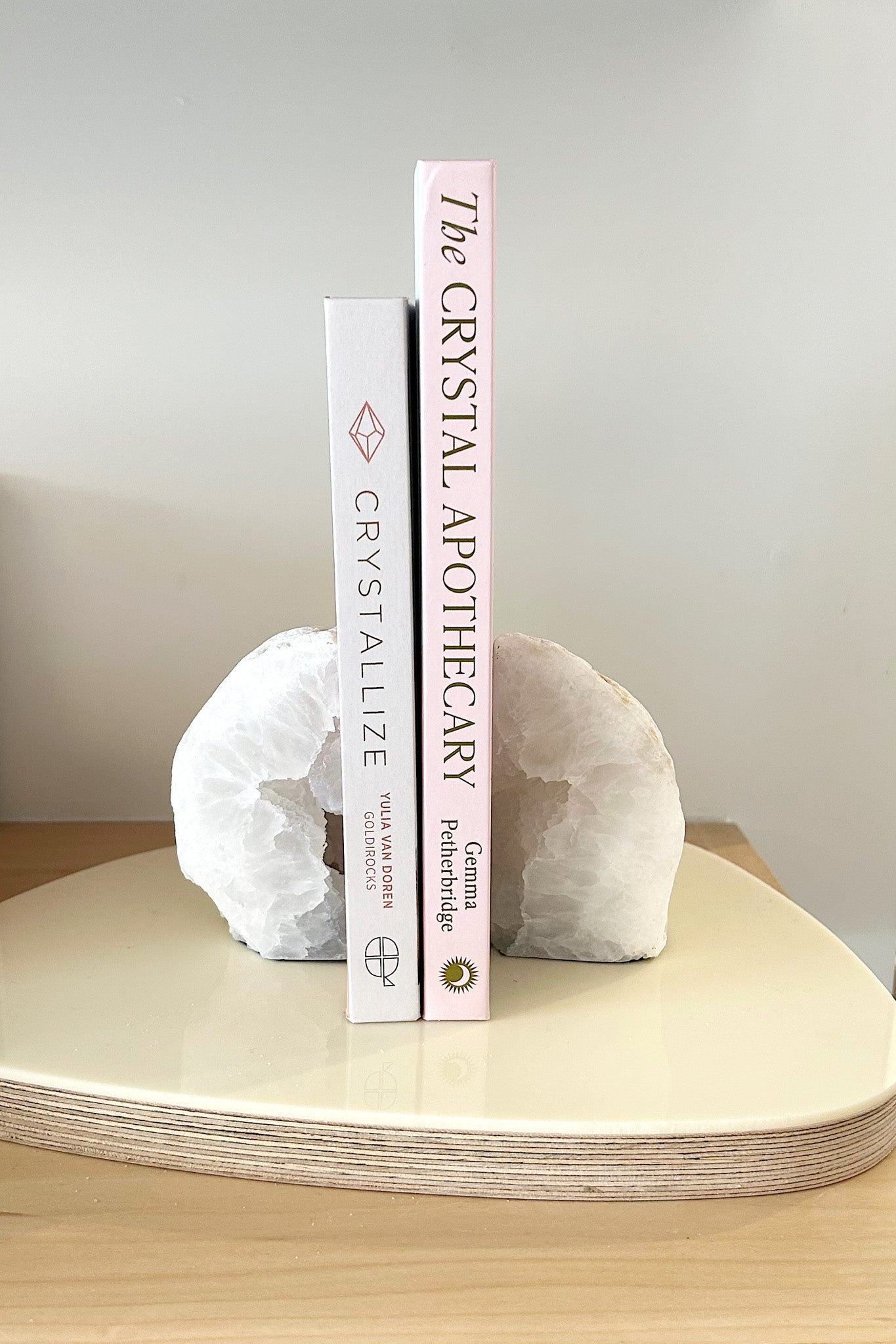 White Moroccan Geode Book Ends