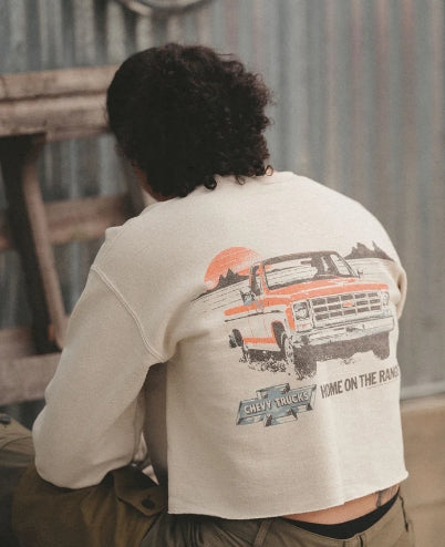 Chevy Trucks Cropped Flea Market Fleece - Tan