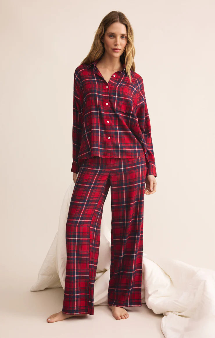 River Plaid Button Up - Haute Red