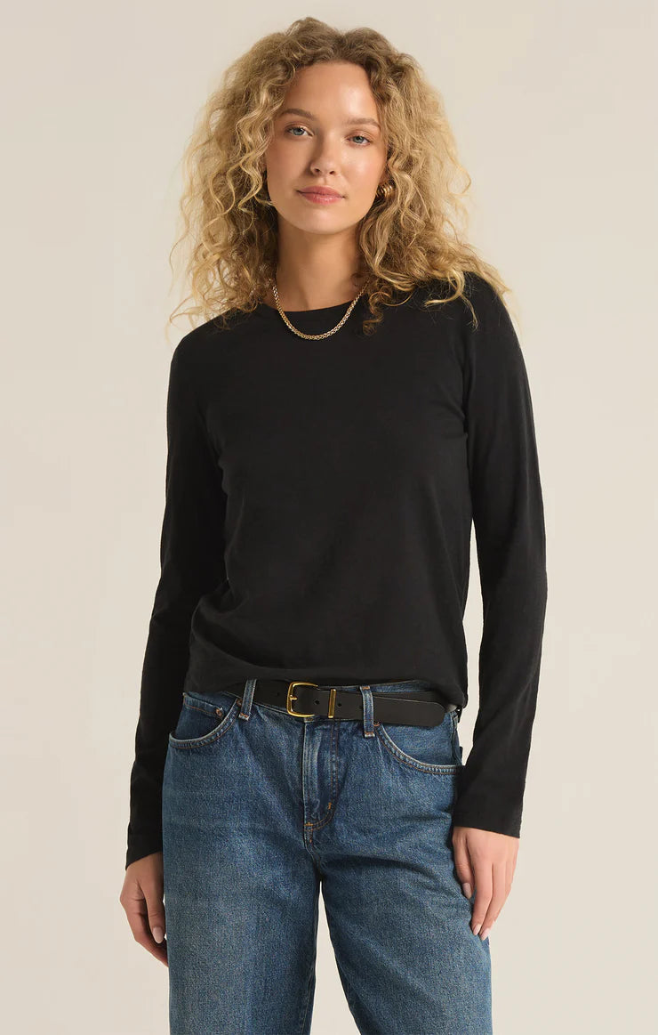 Modern Slub Long Sleeve Tee - Black