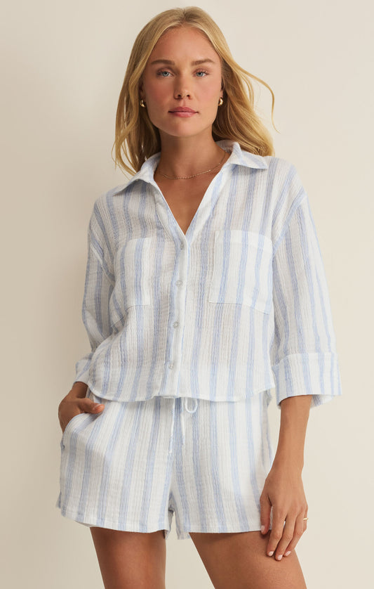 Helena Striped Shirt - Baby Blue