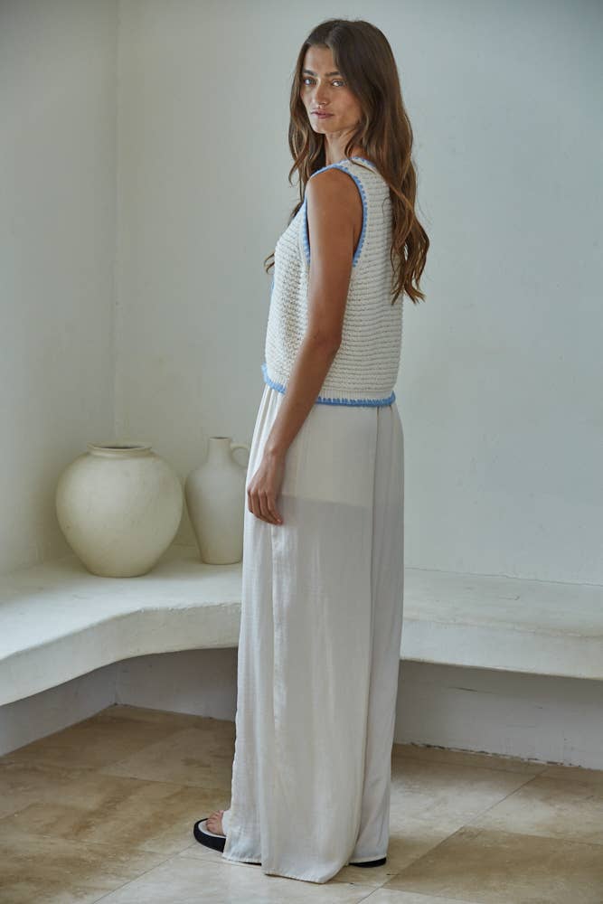 Knit Sweater Vest Top - Sky Blue