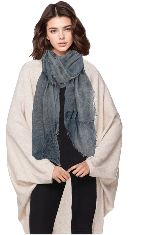 New York Parkway Cashmere Scarf - Chambray