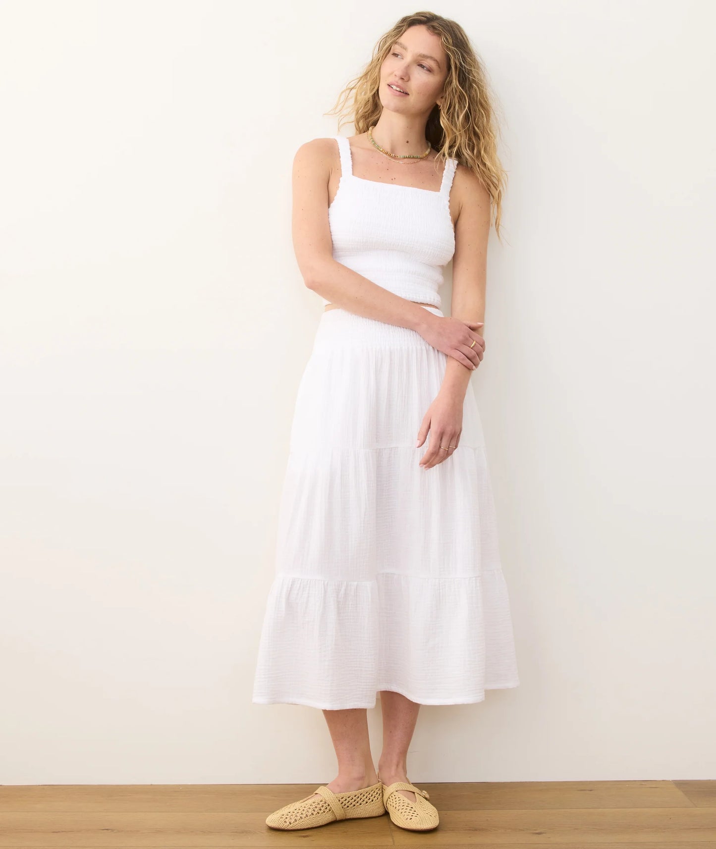 Corinne Double Cloth Maxi Skirt - White