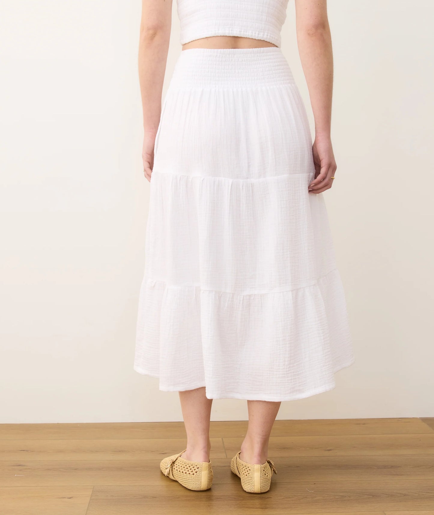 Corinne Double Cloth Maxi Skirt - White