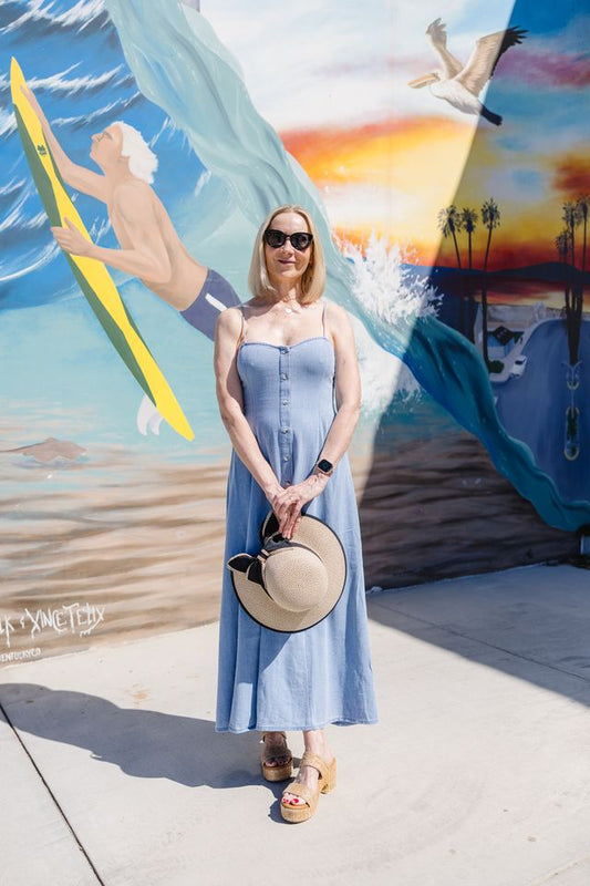 Angel Eyes Twill Midi Dress - Lake Blue