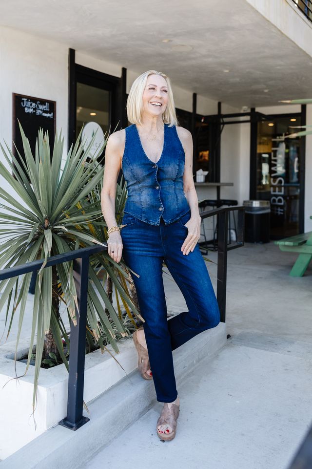 Yanique Mid Rise Slim Jean - Dark Wash