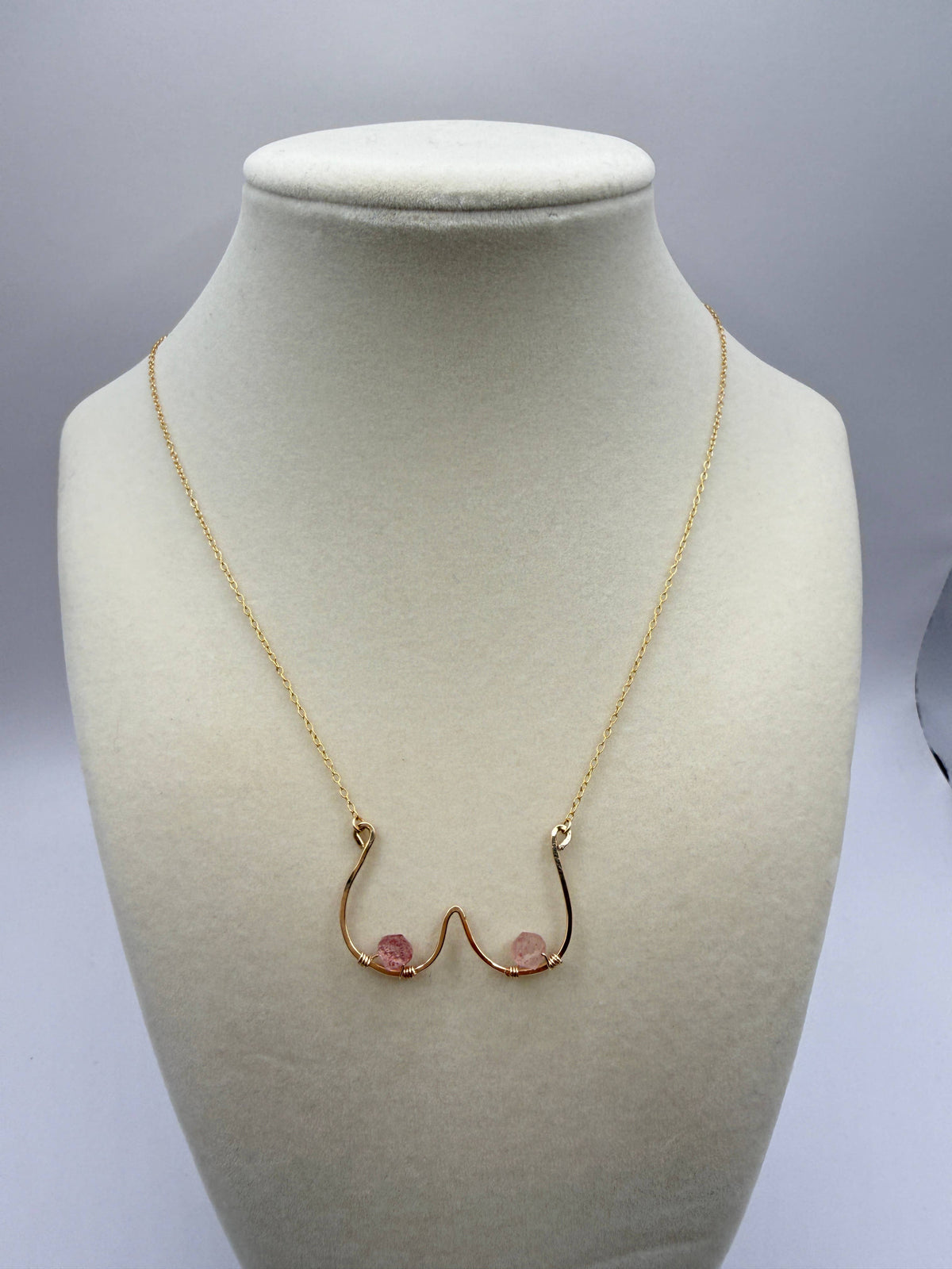 Goddess Necklace with Strawberry Quartz