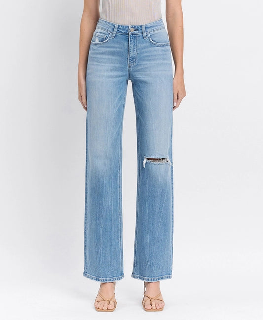 Distressed Wide Leg Jeans - Literary