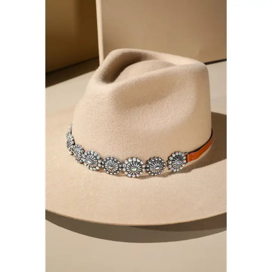 Western Chain Concho Hat Band - Silver