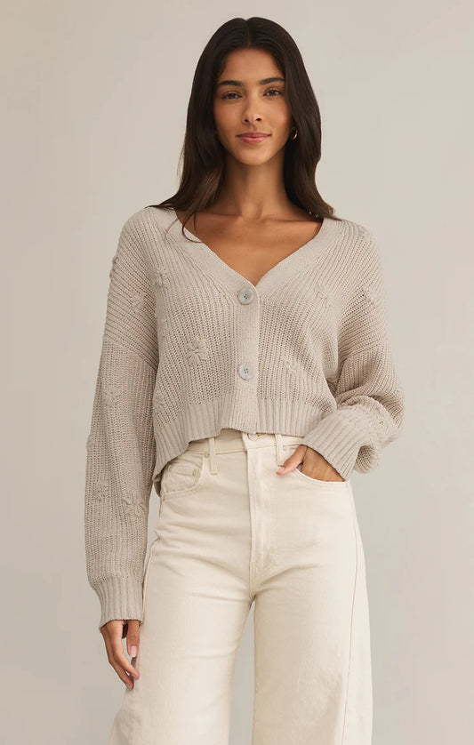 Fleur Cropped Cardigan - Parchment