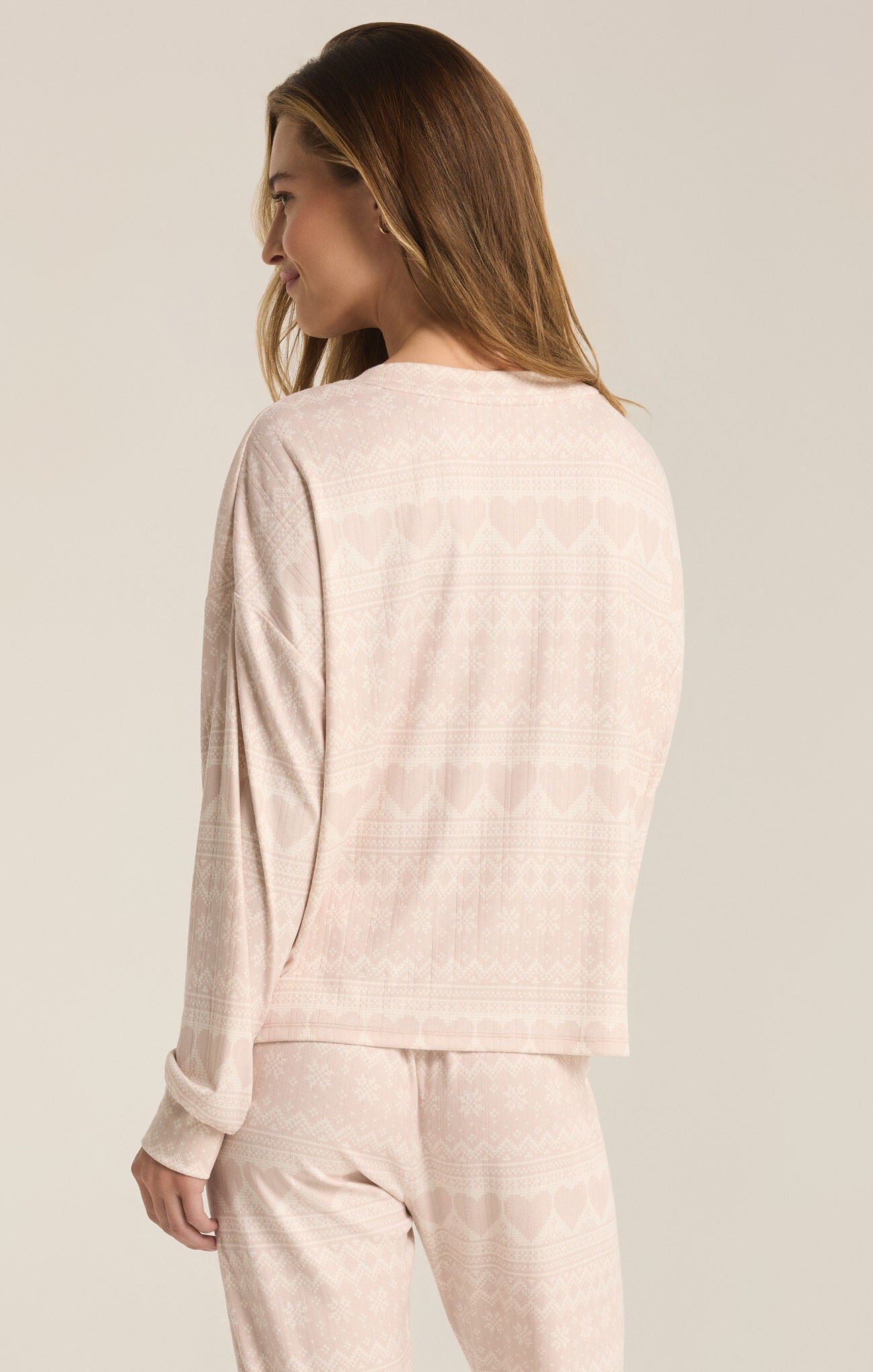 Fairisle Long Sleeve Top - Crystal Grey