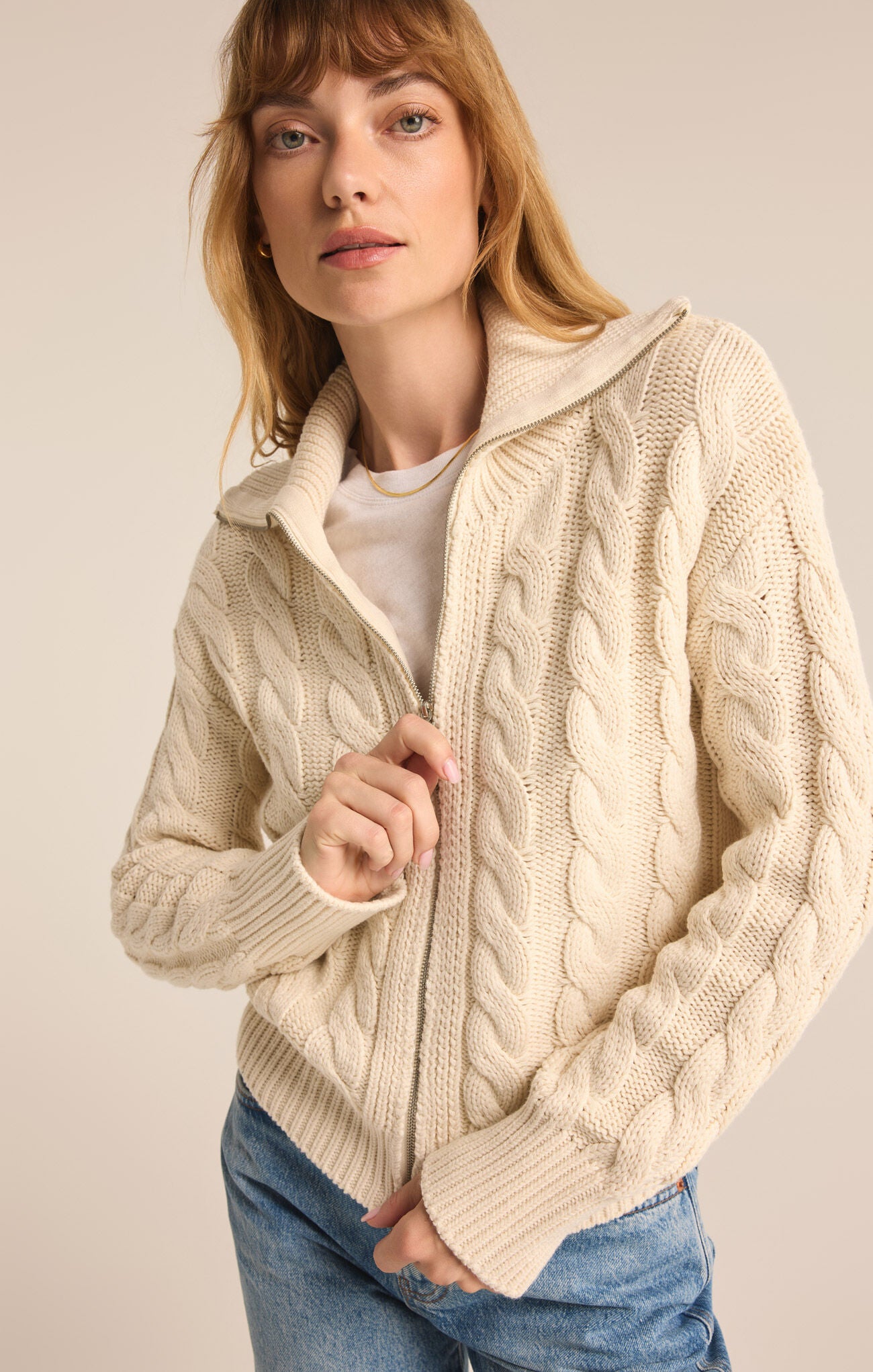 Hemingway Cable Knit Cardigan - Sea Salt