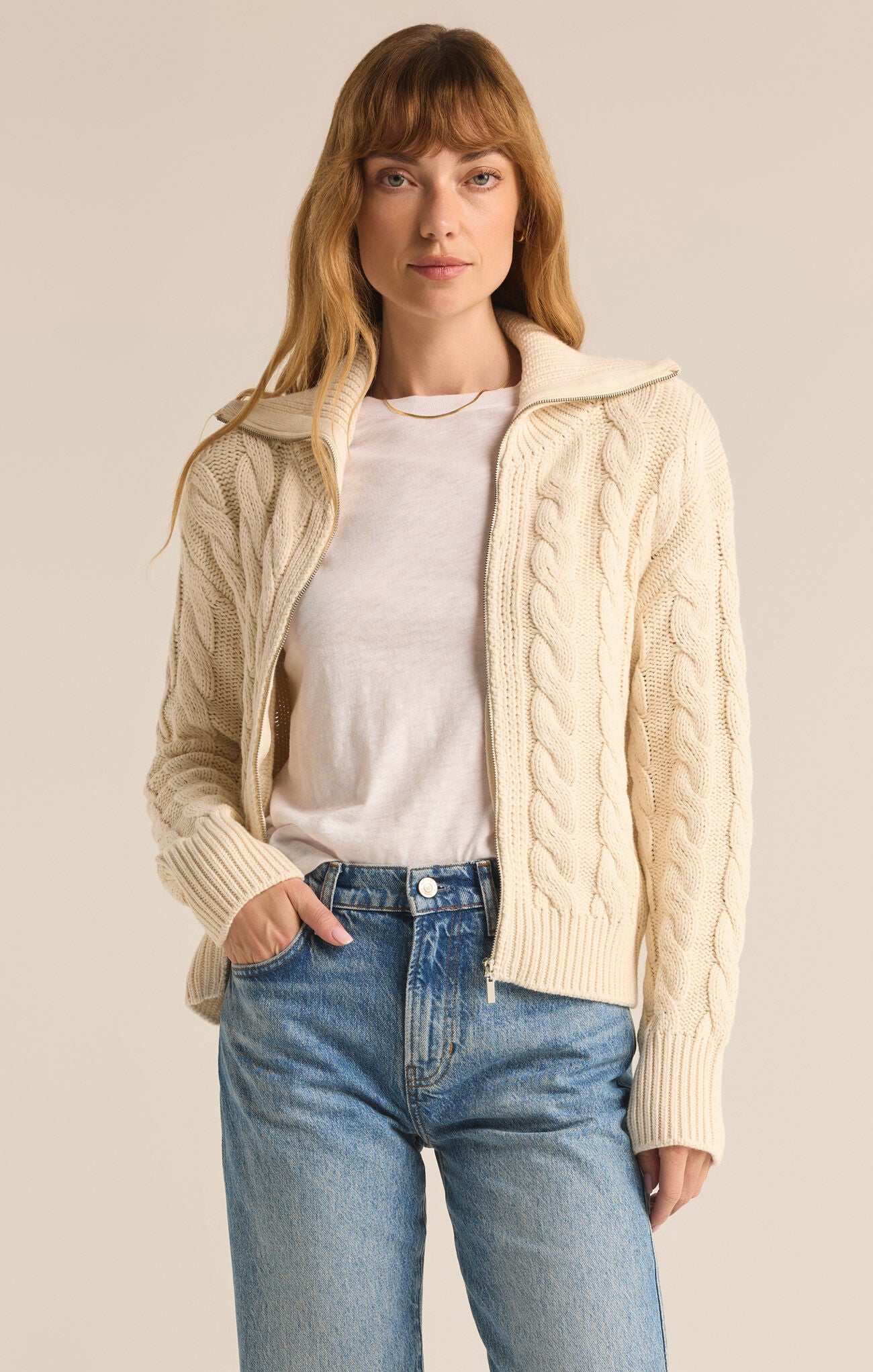 Hemingway Cable Knit Cardigan - Sea Salt