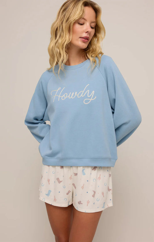 Howdy Fleece Sweatshirt - Coastal Blue