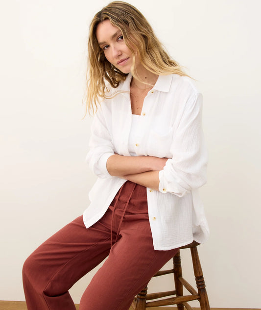 Jane Relaxed Double Cloth Shirt - White