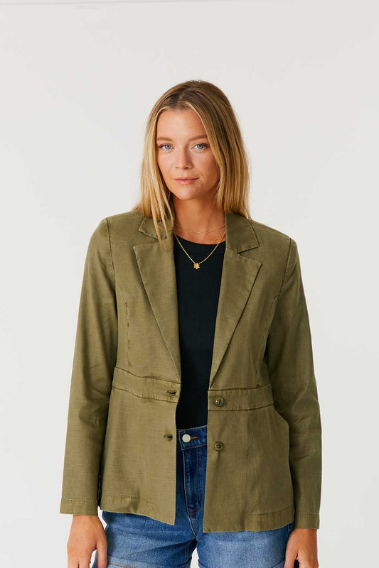 Lexie Linen Blazer - Thyme