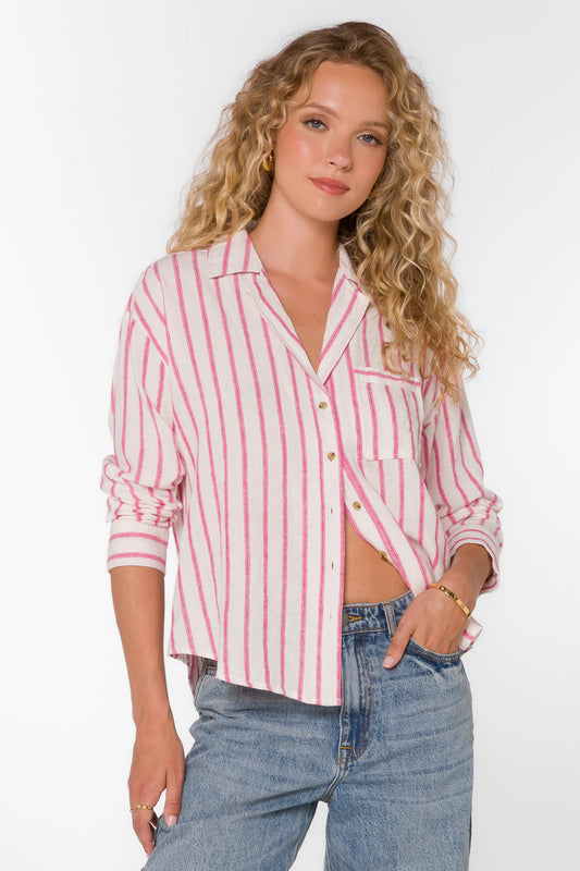 Lyla Striped Shirt - Fuschia