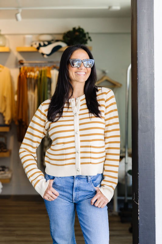 Melinda Zip Up - Burlap Stripe