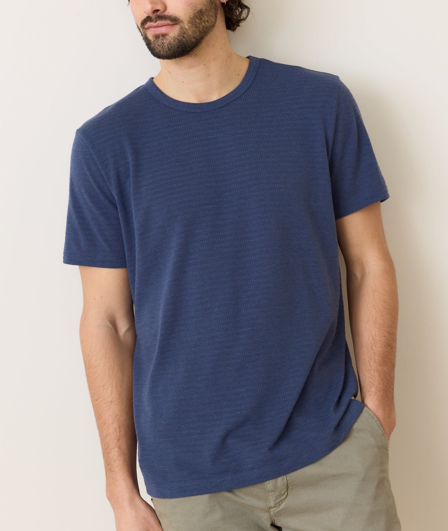 Signature Jacquard Crew Tee - Mood Indigo