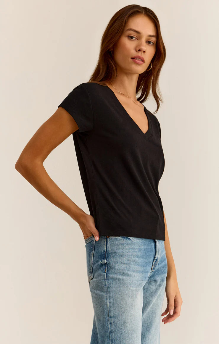 Modern Tri Blend V Neck Tee - Black