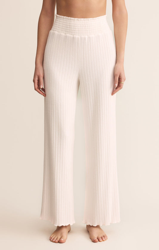 Dawn Smocked Rib Pant - Crystal