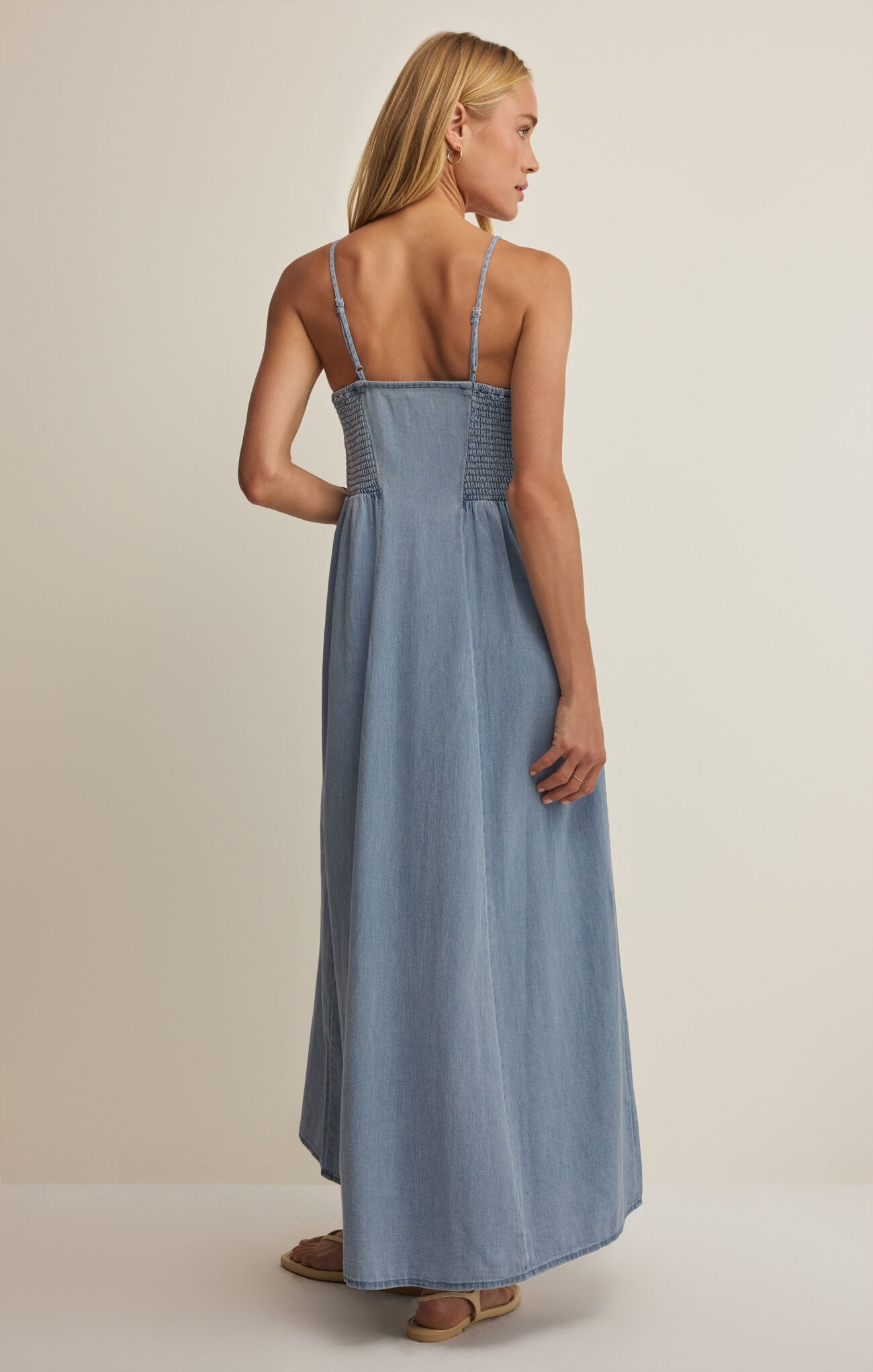 Angel Eyes Twill Midi Dress - Lake Blue