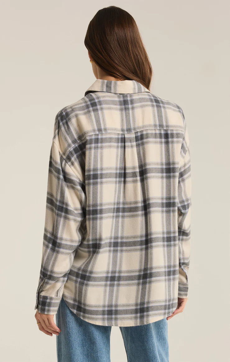 River Plaid Button Up - Thunder Cloud