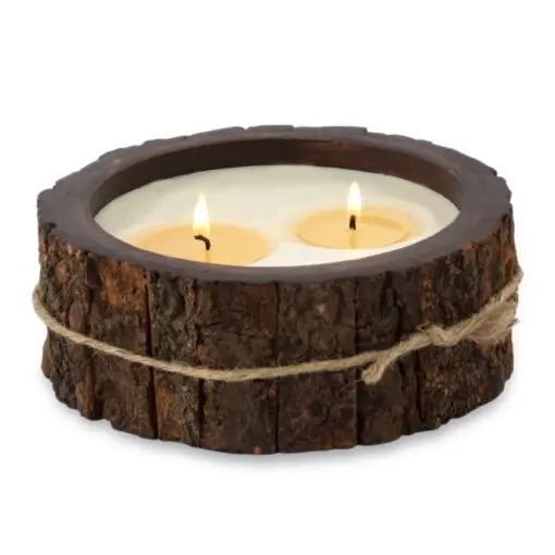 Rustic Medium Tree Bark Pot Candle - Grapefruit Pine/ Tobacco Bark