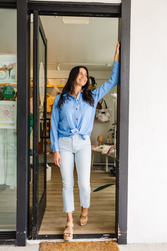 Jane Relaxed Double Cloth Shirt - Tide