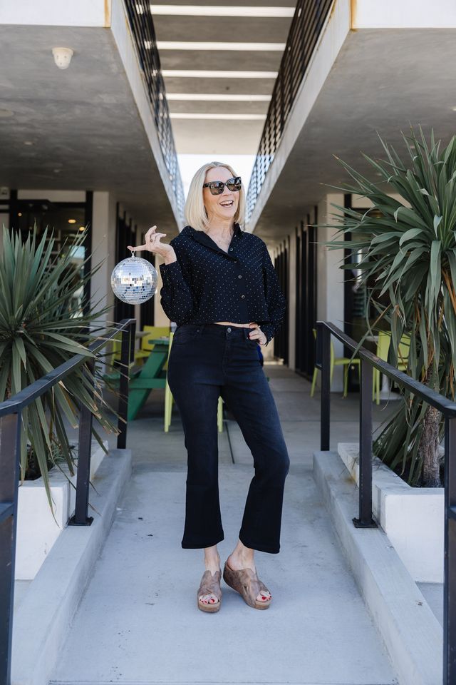 Lilith Rhinestone Top - Black