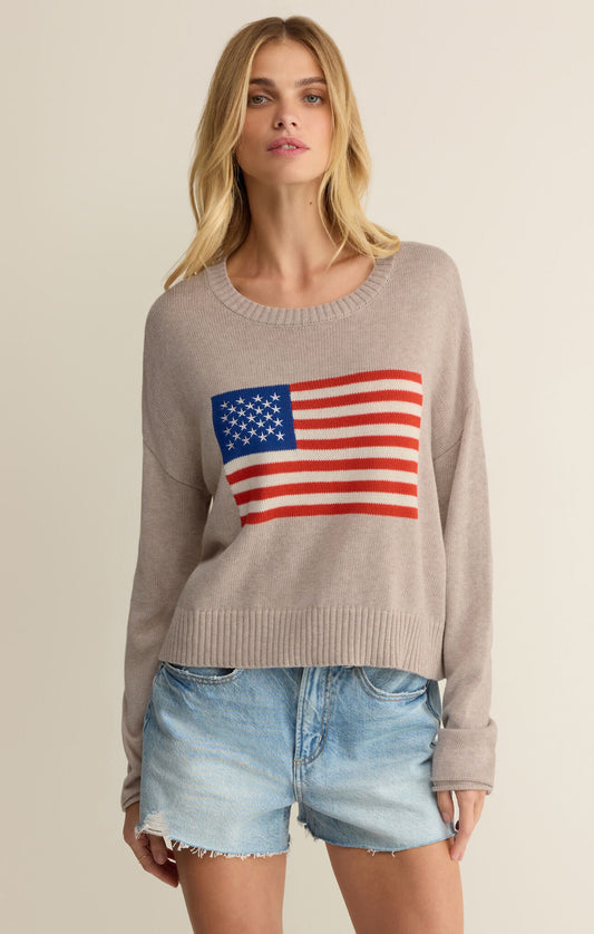 Sienna Patriot Sweater - Light Heather
