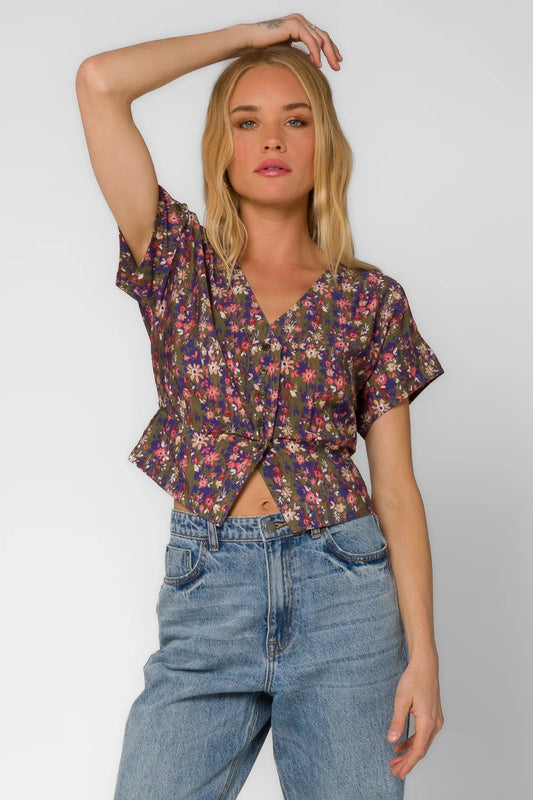 Roden Crop Top - Ditsy Greenery