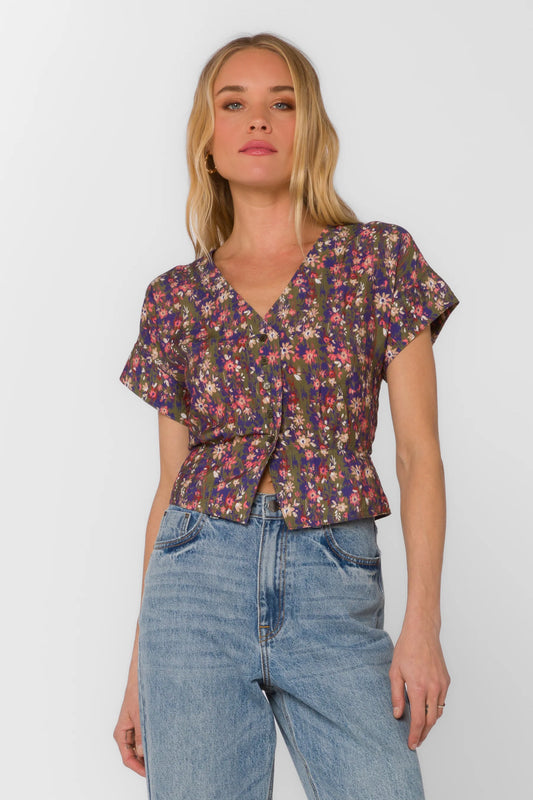 Roden Crop Top - Ditsy Greenery