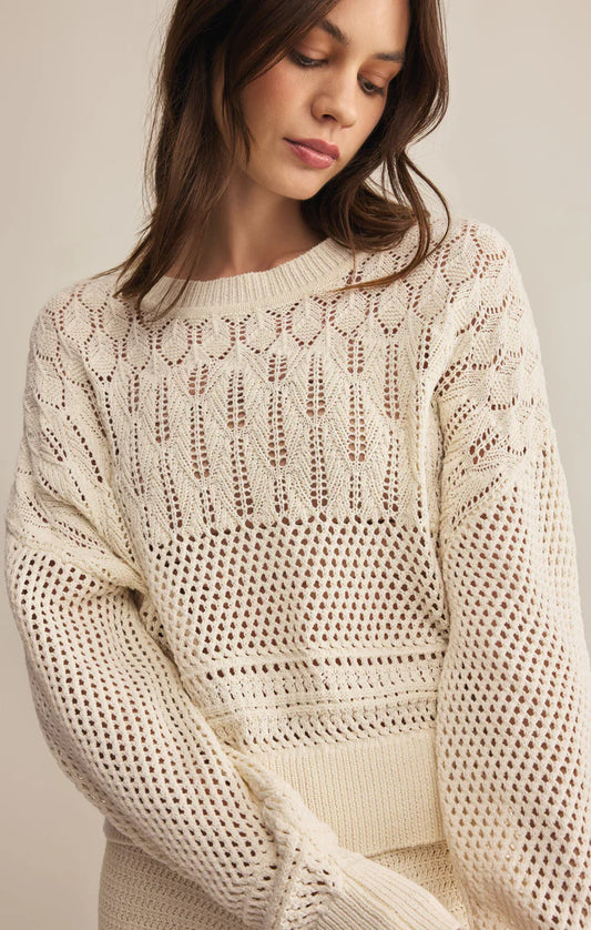 Rue Crochet Sweater - Sea Salt