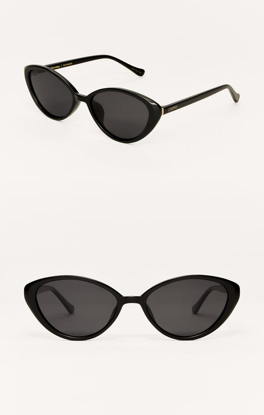 Nouveau Polished Black - Gray Polarized Sunglass