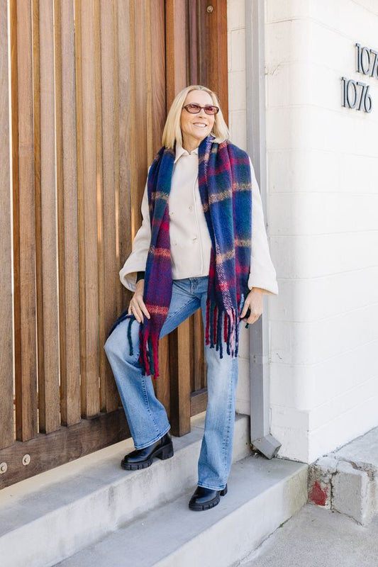 Brushed Blanket Scarf - Holiday Plaid