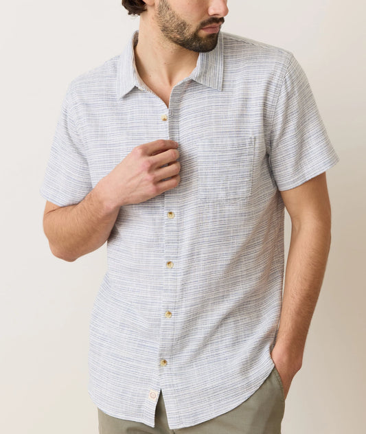 Classic Stretch Selvage Short Sleeve - Blue Mini Stripe