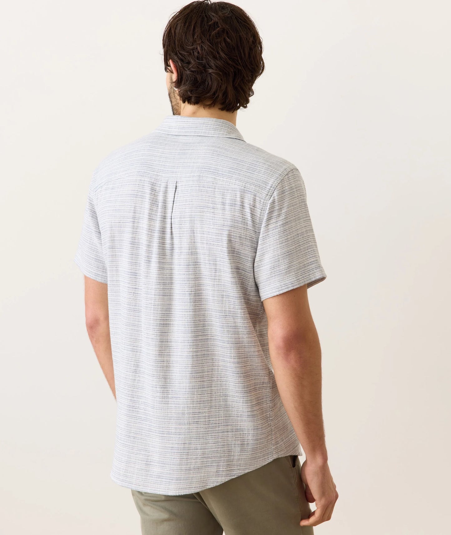 Classic Stretch Selvage Short Sleeve - Blue Mini Stripe