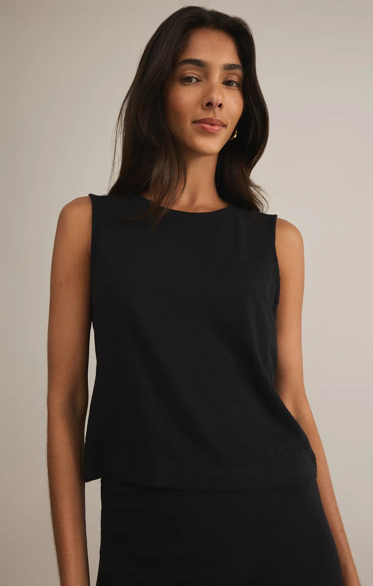 Sloane Textured Slub Top - Black