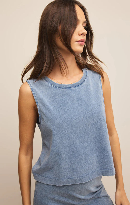 Sloane Jersey Muscle Tank - Denim