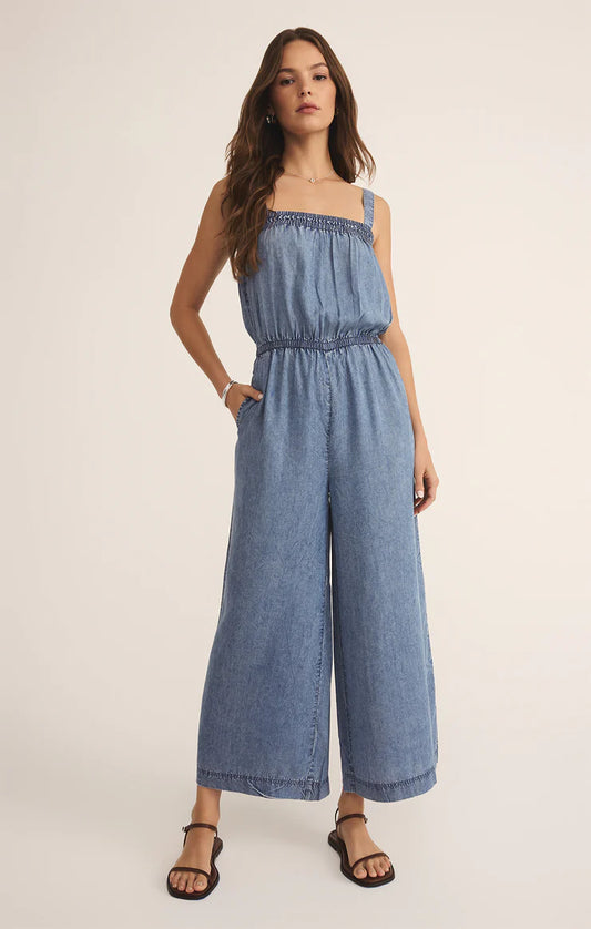 Solara Chambray Jumpsuit - Medium Chambray