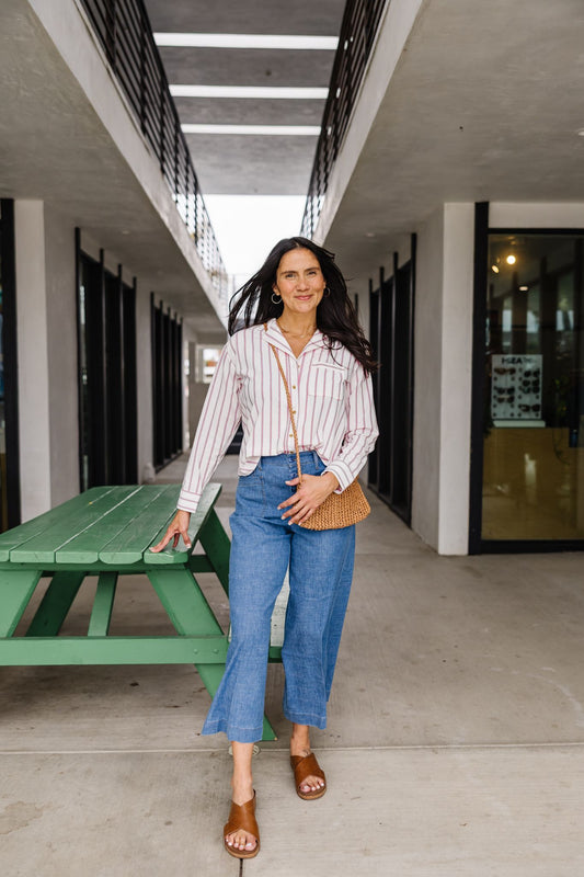Sophia Exposed Button Wide Leg Pant - Sundance Sky