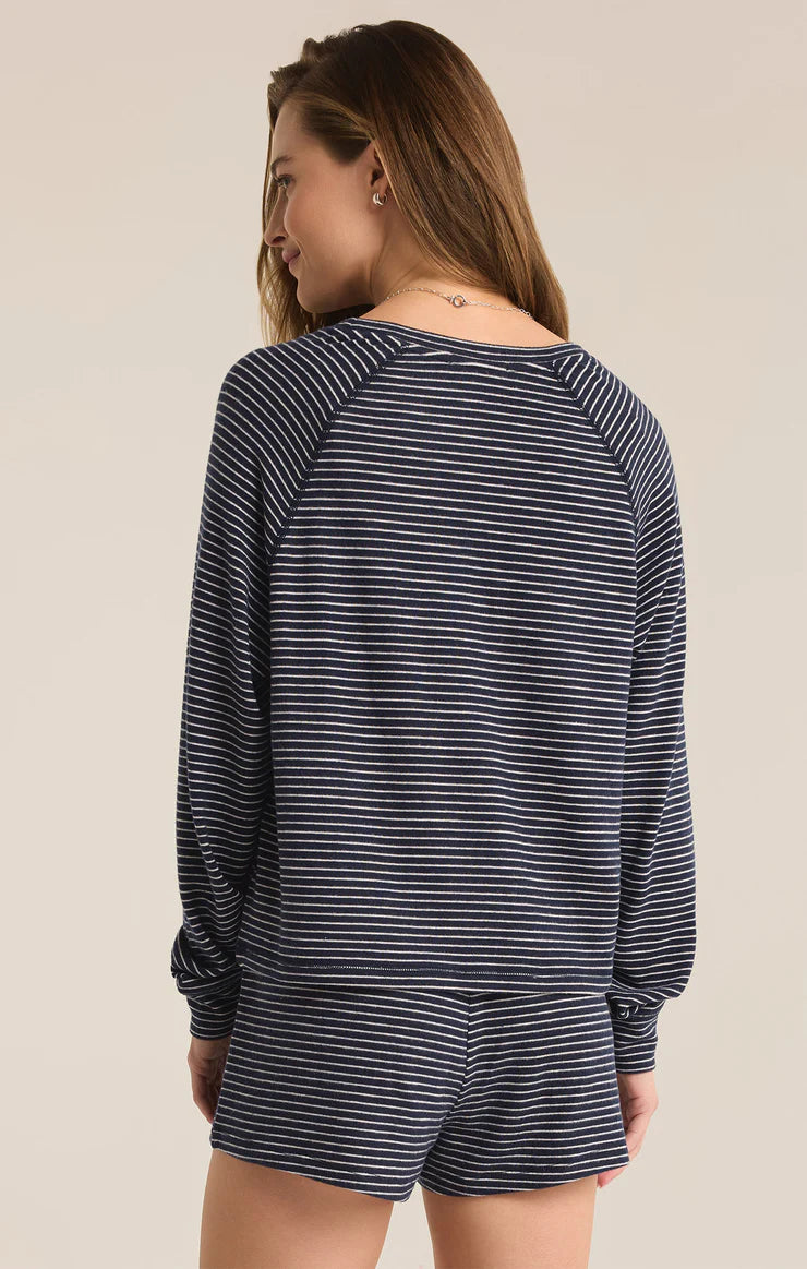 Staying In Stripe Long Sleeve Top - Eclipse