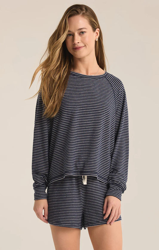 Staying In Stripe Long Sleeve Top - Eclipse