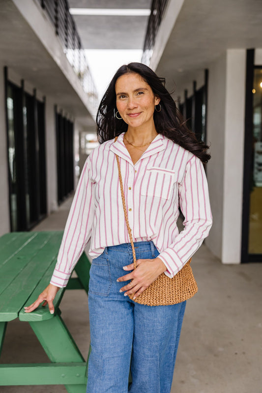 Lyla Striped Shirt - Fuschia